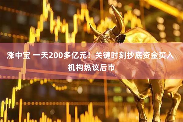 涨中宝 一天200多亿元！关键时刻抄底资金买入 机构热议后市